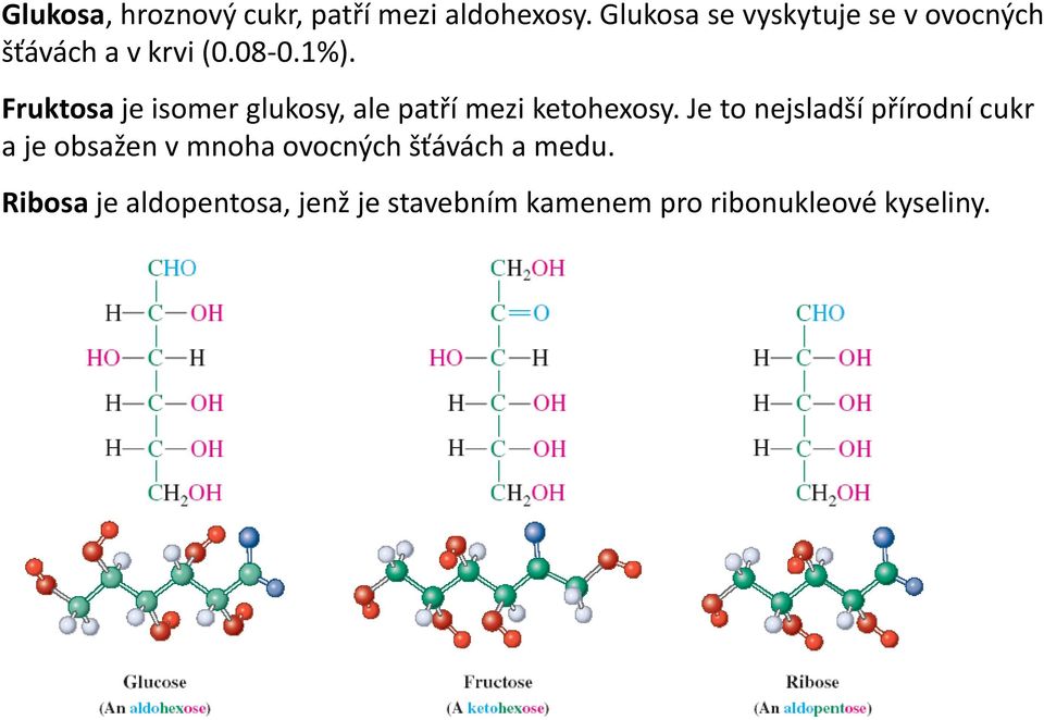 Fruktosa je isomer glukosy, ale patří mezi ketohexosy.