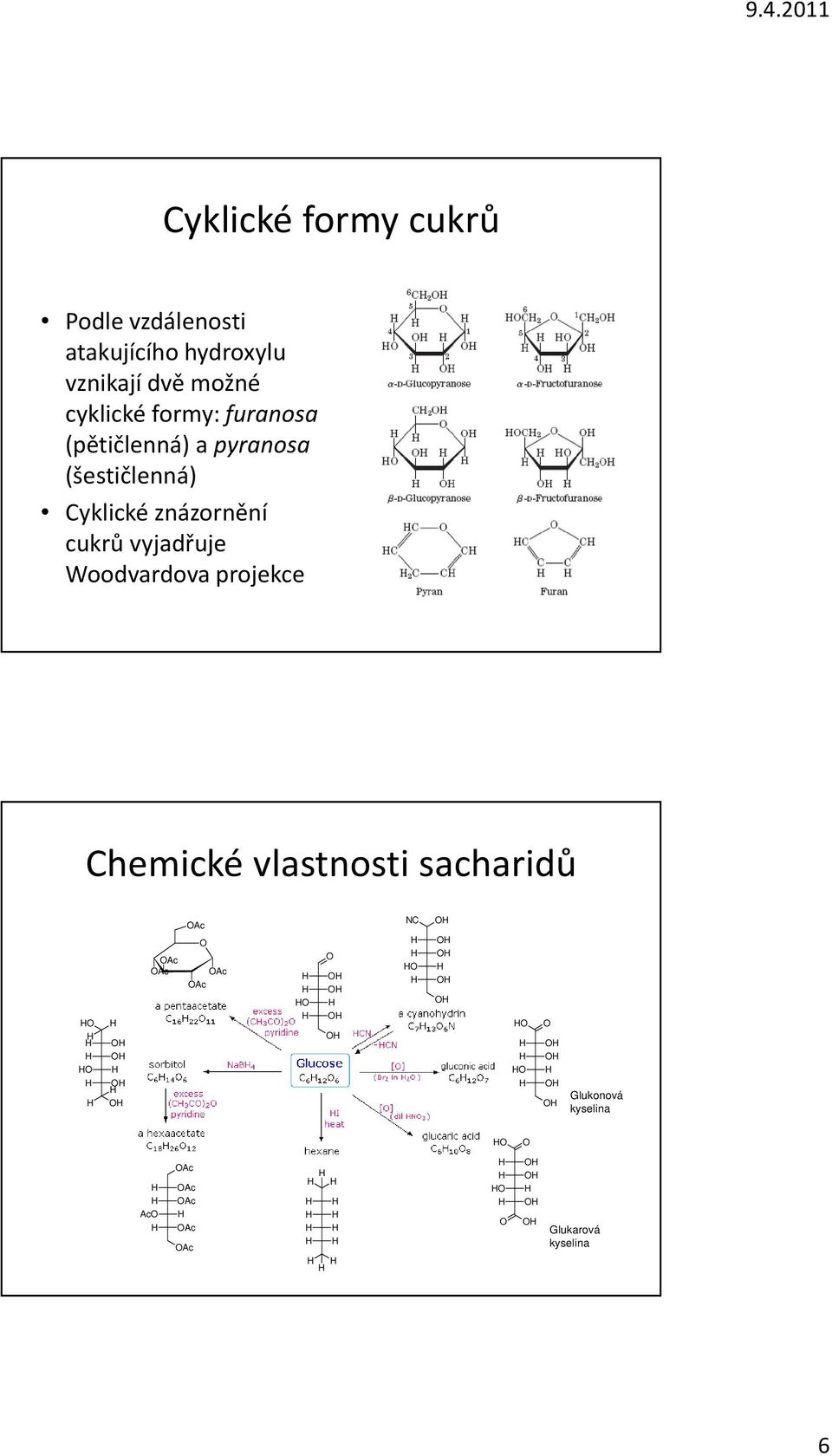 projekce Chemické vlastnosti sacharidů OAc NC O O O O O O O OAc OAc O OAc OAc O O O O O O O O O