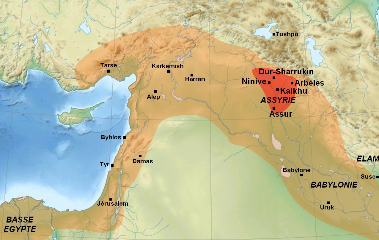 Největší územní rozsah Asýrie 5) Největší územní rozsah
