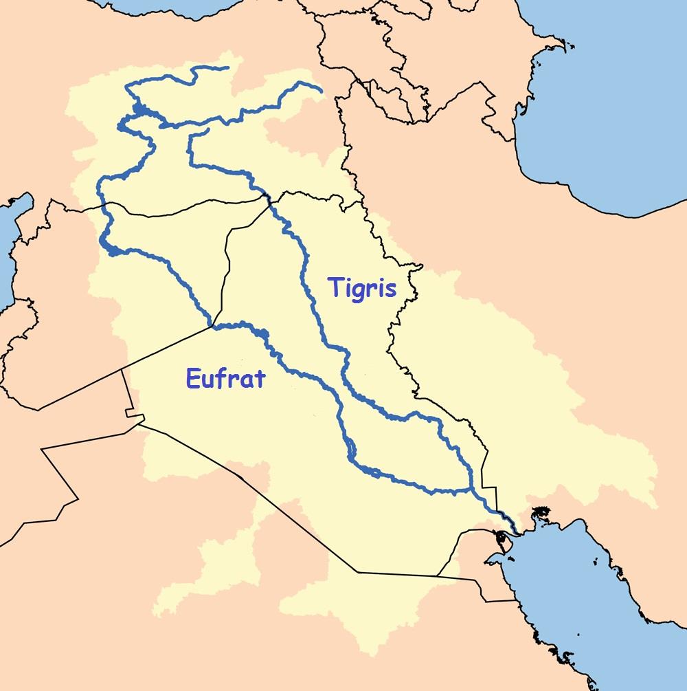 Oblast Mezopotámie 1) Území mezi řekami Eufrat a