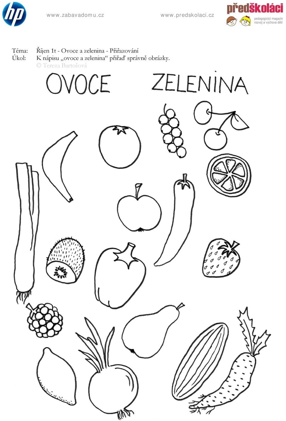 nápisu ovoce a zelenina