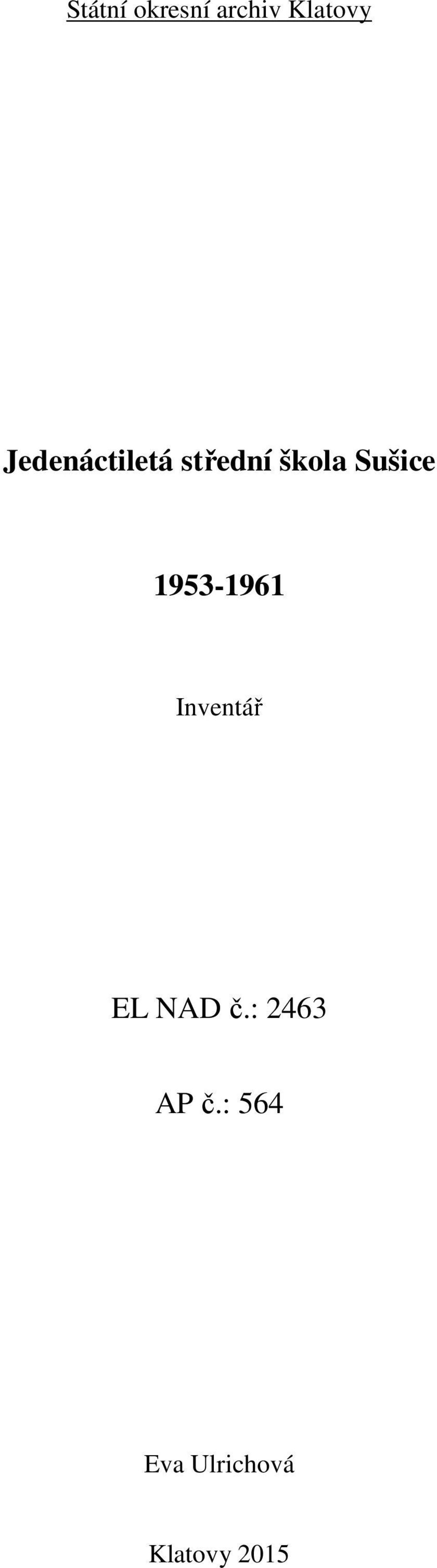 1953-1961 Inventář EL NAD č.