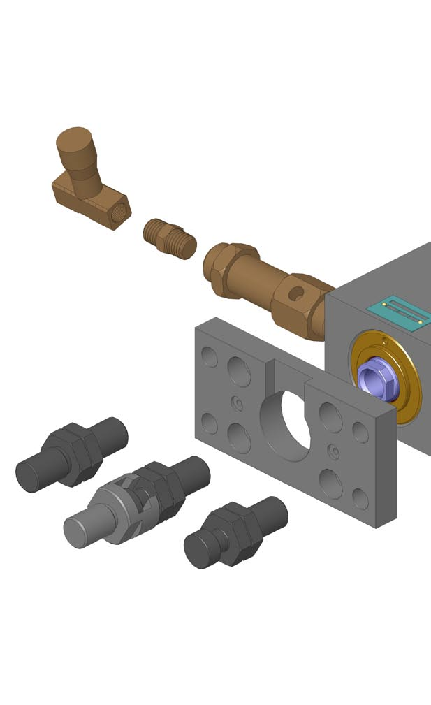 Kompaktní hydraulické válce s průc 1 Příslušenství: Uzaviratelný zpětný ventil ke zvýšení účinnosti válce (viz katalog příslušenství).