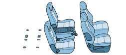 100 VÁŠ PEUGEOT 307 SW PODROBNĚ RŮZNÁ USPOŘÁDÁNÍ SEDADEL Díky koncepci vozidla a sedadel máte možnost různým způsobem uspořádat sedadla v interiéru vozidla.