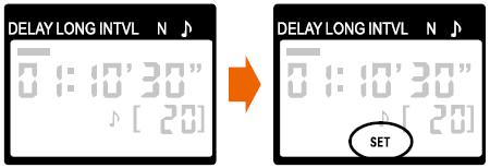 Nastavení dálkového ovladače Stiskněte tlačítko SET (3). Na displeji bliká "SET". Nyní lze zadat různé hodnoty směrovými tlačítky (4).